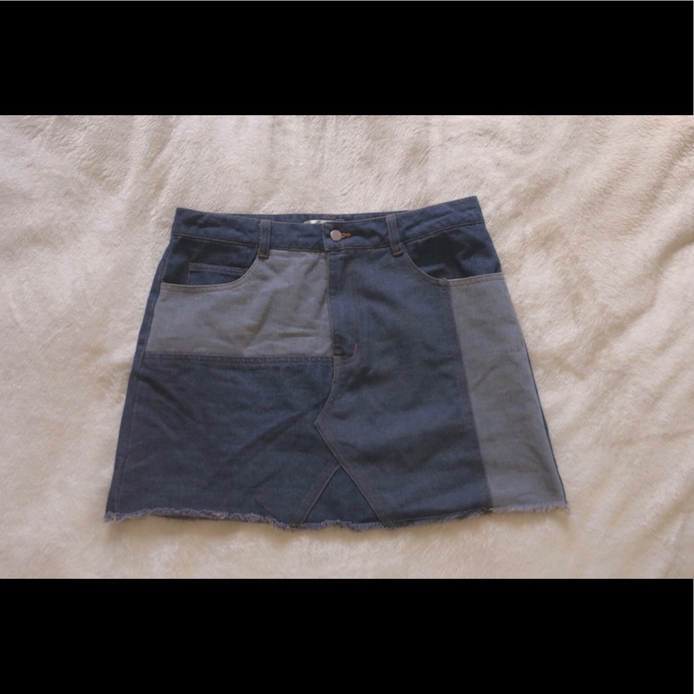 Wild honey two tone denim mini skirt
